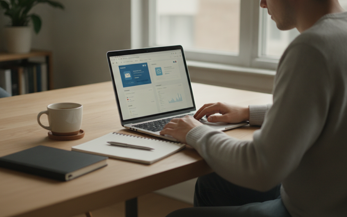 Person at a laptop planning to move email to a new provider