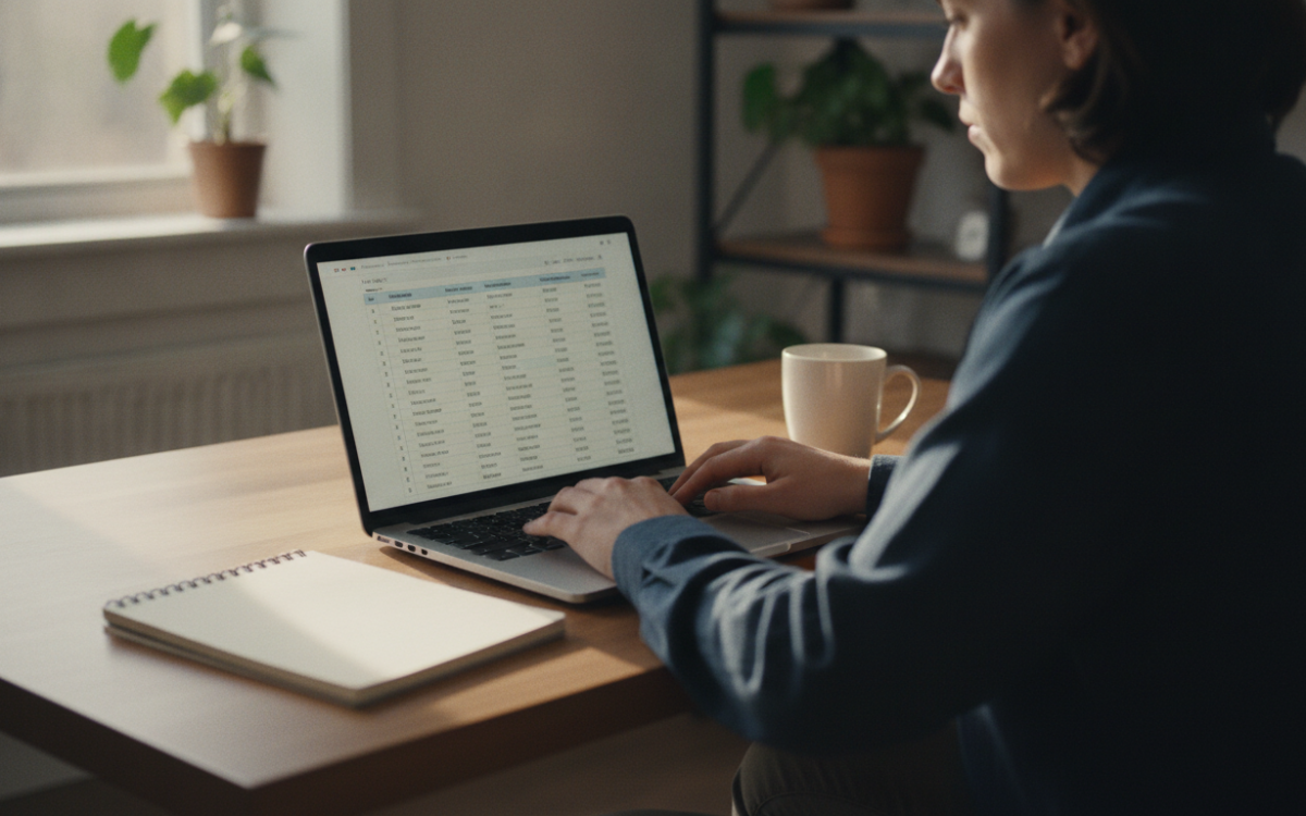Person at a laptop working to reduce app subscriptions and track spending